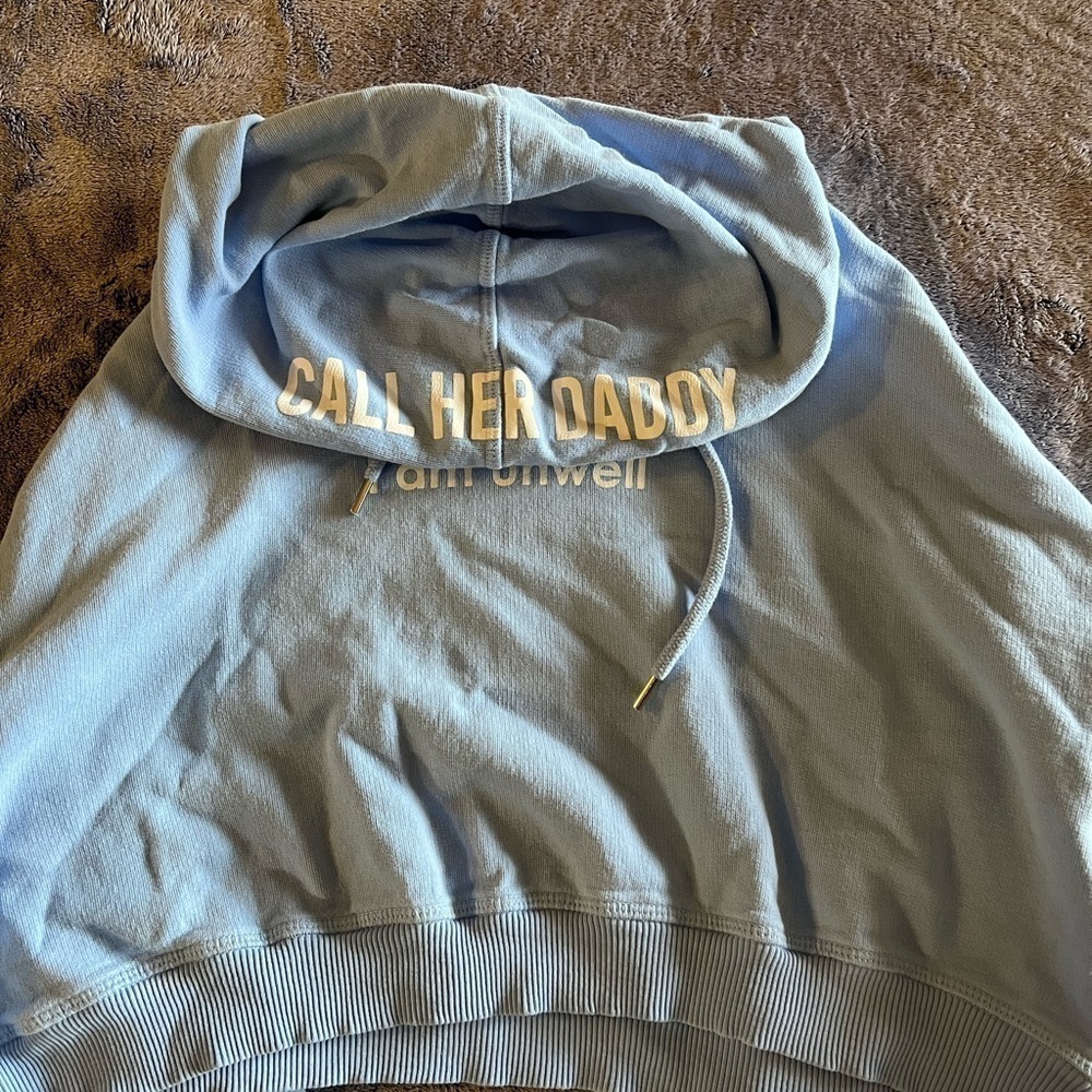 Barstool Chicks Light Blue “I Am Unwell” Cropped Hoodie Size S - Picture 2 of 5